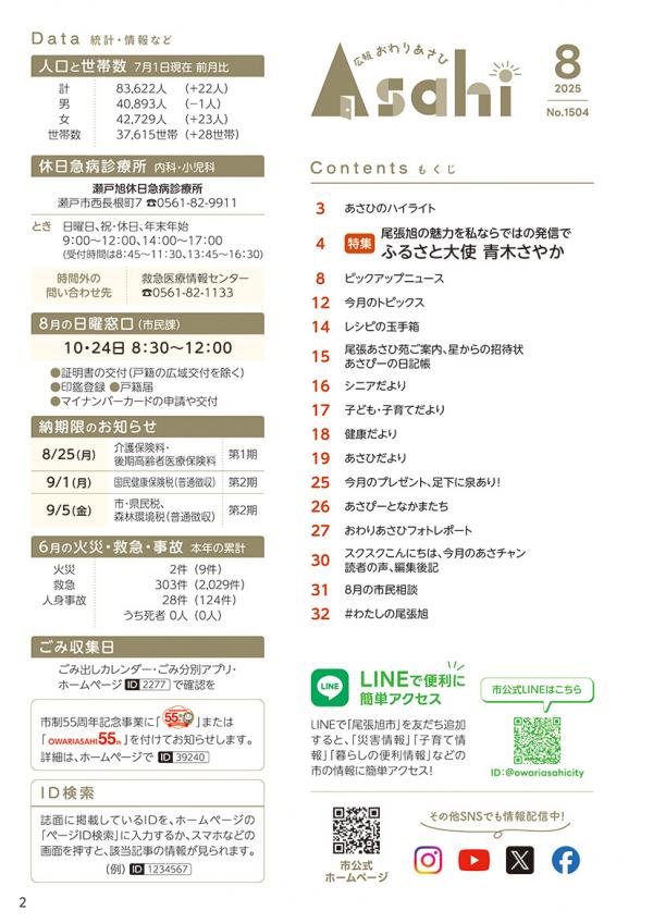 広報おわりあさひ8月号2ページ