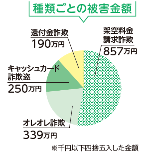 種類ごとの被害金額を表す円グラフ