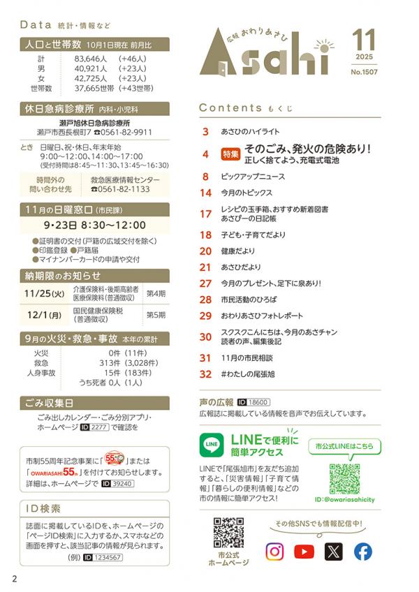 広報おわりあさひ11月号2ページ