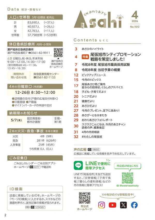 広報おわりあさひ4月号2ページ