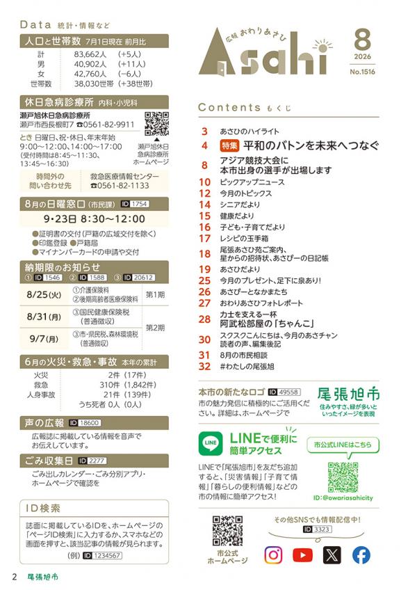 広報おわりあさひ8月号2ページ