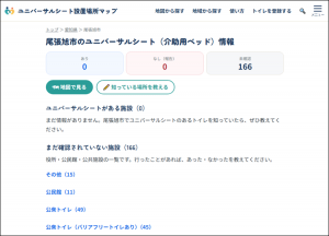 ユニバーサルシート設置場所マップ（画面キャプチャ）